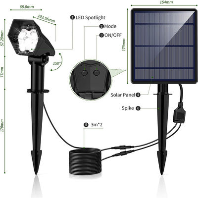 SMD2835 3600mAh Solar Powered Garden Lights IP66 Frost Heat Resistant 6000K